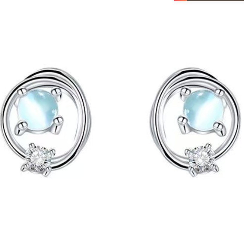 S925 Silver Saturn Moonlight Zirconia Planet Earrings