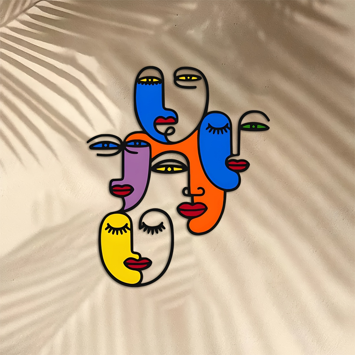 TEMU 2d Flat, 2d Flat, Suitable For All , 2d Flat Design, 2d Flat Printing, Picasso-style Cubist Face Acrylic Wall Art, Colorful Abstract Acrylic