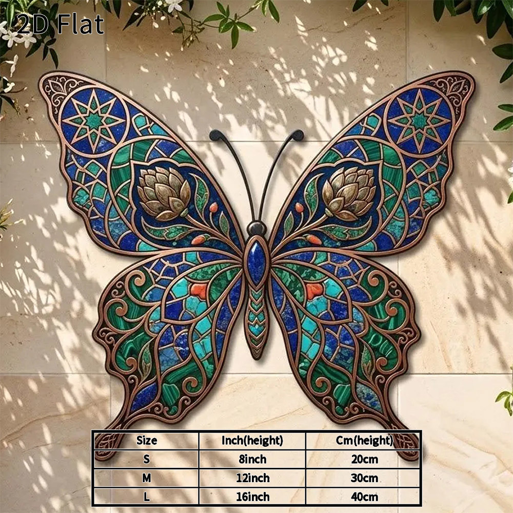 TEMU 1pc 2d Flat Metal Wall Art Stained Decorative Hanging Plaque Vintage Decor Waterproof Durable Metal Sign For Living Room Bedroom Garden Patio