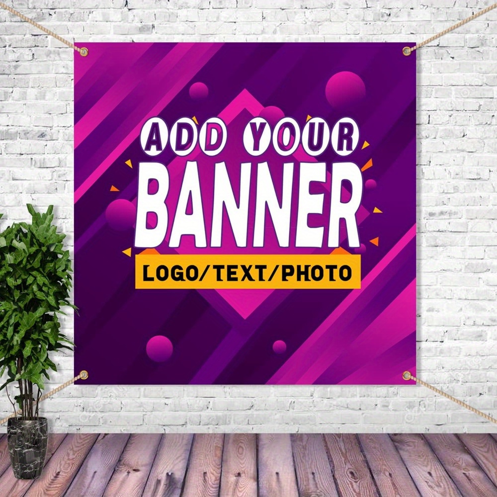 TEMU 1 stuk, Aangepaste Banners en Bordjes Gepersonaliseerde Banner Foto/Text/ voor Feesten Zakelijk Verjaardag Outdoor (4'x4', Enkelzijdig Bedrukt,