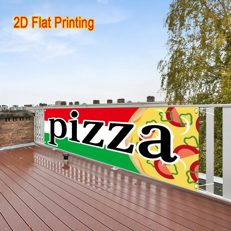 TEMU Bannière plate 2D - 1pc Bannière plate 2D sur le thème de , conçue pour la décoration de cour. Cette bannière à motif pizza est pour un