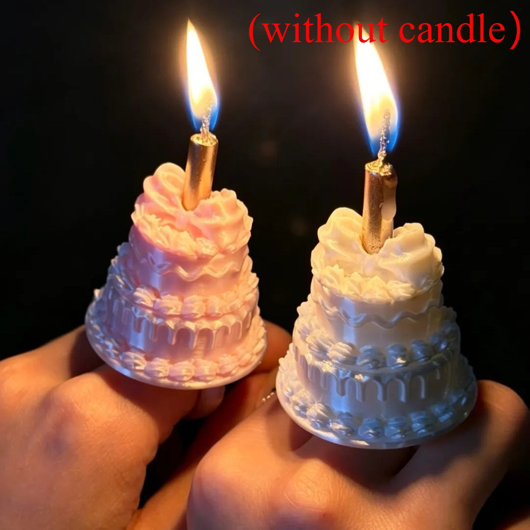 TEMU 2pcs 3d Printed Cake Candle Ring Suitable For Birthday Decorations, Wearable Finger Ring Jewelry Gift For &, Cake-themed (no Candles Included),
