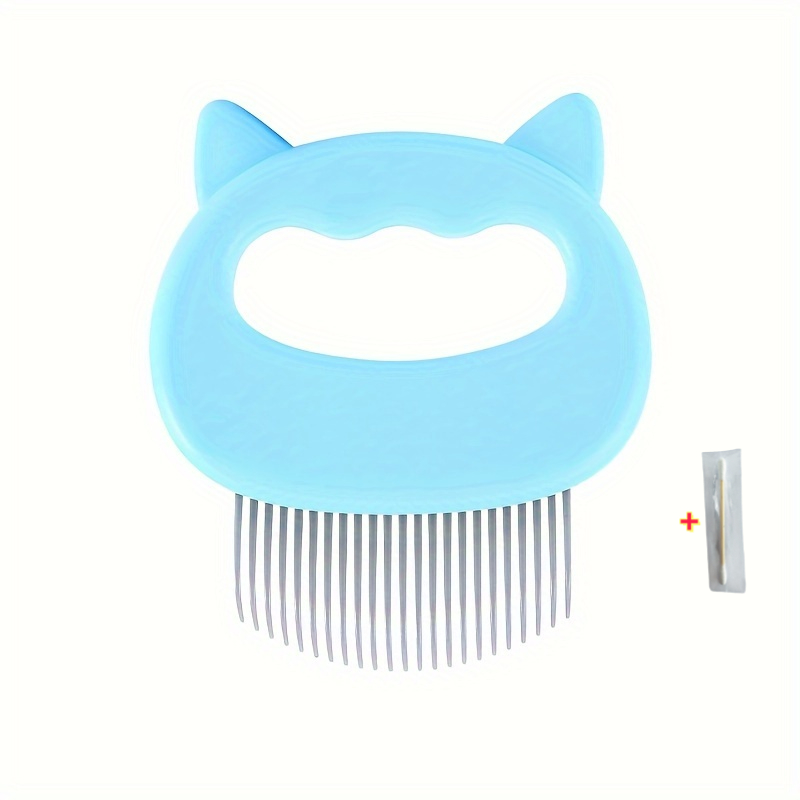 TEMU Pet Grooming Comb For Cats+1pc Cleaning Rod, Gentle Massage And Hair Removal Brush, Durable Plastic Material, For Feline Care And Shedding, Cat