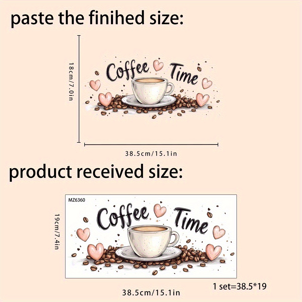 Creative English Logo Cup Wall Sticker - Self-adhesive, Glossy Finish, Contemporary Cartoon Design For Decor, Bedroom & Rental House Wall Stickers, Coffee Bar Accessories