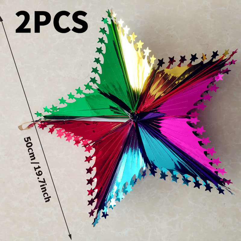TEMU 2 Christmas Foil Hanging Decorations, Christmas Ceiling Decorations, Star And Snowflake Ornaments, Multi-colored, Suitable For Christmas And New