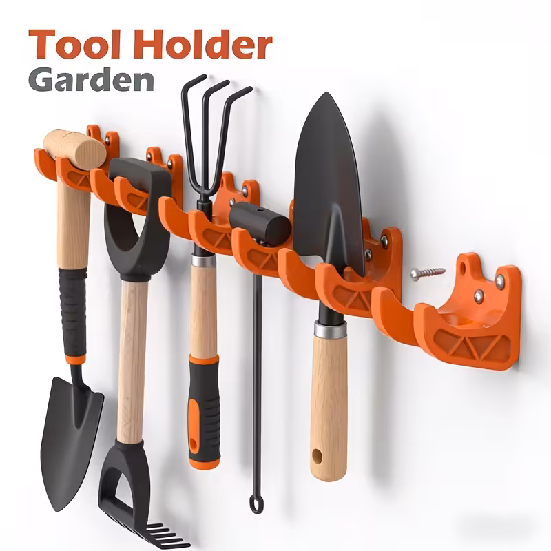 21pcs gardening tool organizer featuring diameter hooks for brooms shovels rakes hoes and other tools this storage solution is wall mounted with screws and offers multifunctional hooks suitable for most gardening and yard tools details 4