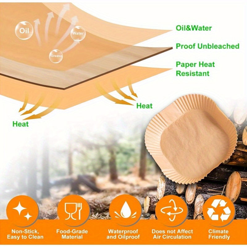 100pcs air fryer liners disposable 9 0xl square parchment paper non stick waterproof oil proof thickened baking sheets with wavy edging for oven microwave steamer fits   5 air fryers air fryer disposable paper liner oven cooking sheets corrugated texture nonscratch material Product details 5