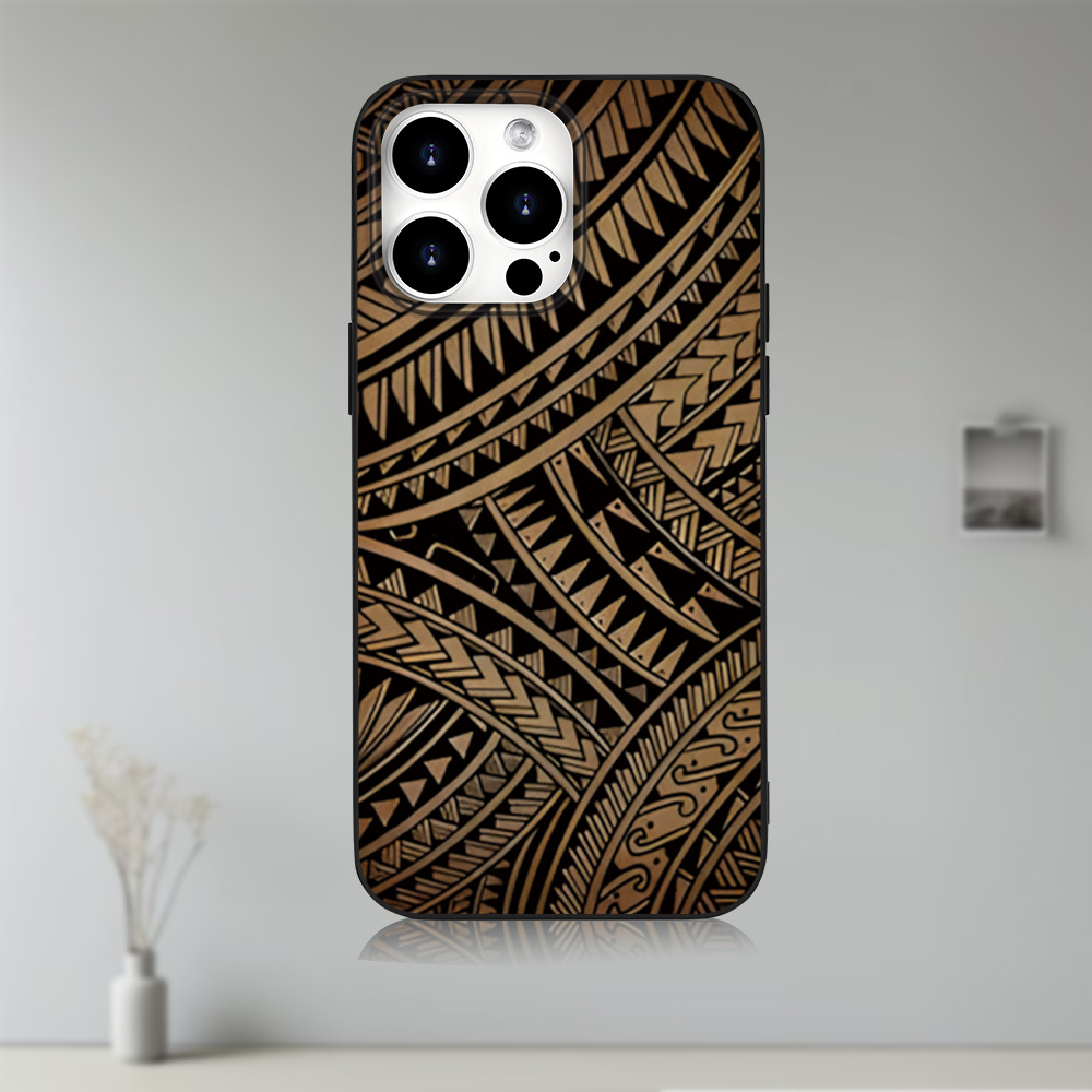 TEMU Phone Case: A Polynesian Tribal-style Totem Print High-value Design Large-hole Frosted Phone Case, For Iphone 7/8/x/xs/xr/11/12/13/14/15/16/17