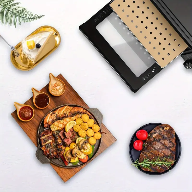 100pcs 11x9 inch disposable parchment paper with 2pcs reusable toast oven liners & grill mats set - , precut air fryer liners for oven & grill, baking, frying, and grilling, kitchen essentials|reusable liners|nonstick surface, oven liners for baking Product details 2