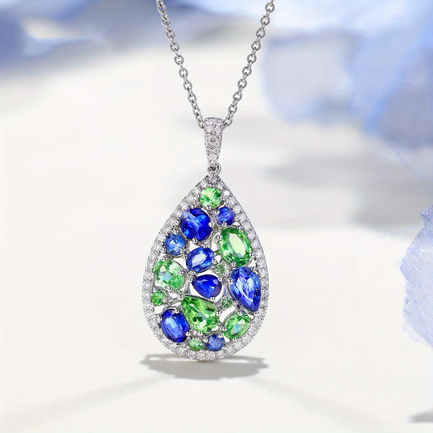 TEMU Necklace And Earring Set Jewelry Set Long Necklace, Garden, Featuring Colorful Accessories.