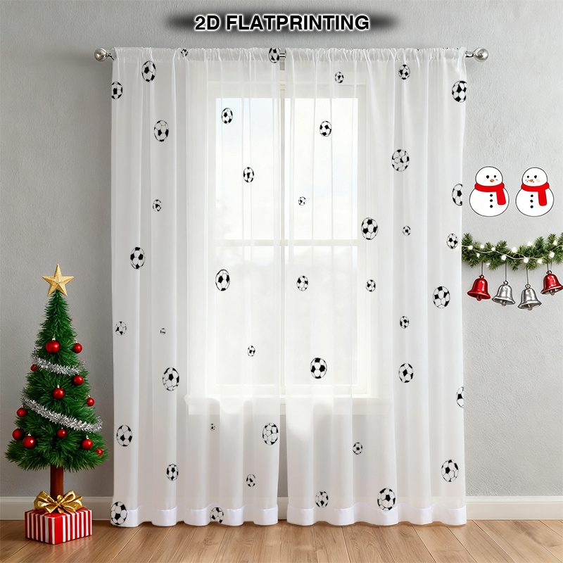 TEMU 2 pièces de rideaux sportifs en tissu complet pour football, idéaux pour Noël, Thanksgiving, An, Halloween, un pour chaque , chambre, salon,