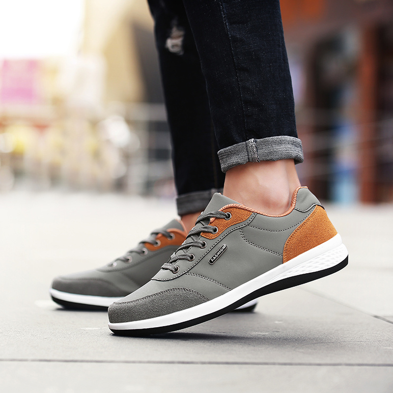 mens casual low top lace up sneakers   comfortable lightweight skateboard shoes solid color   upper sole fabric inner insole sunlight avoidance care ideal for casual wear Product details 5