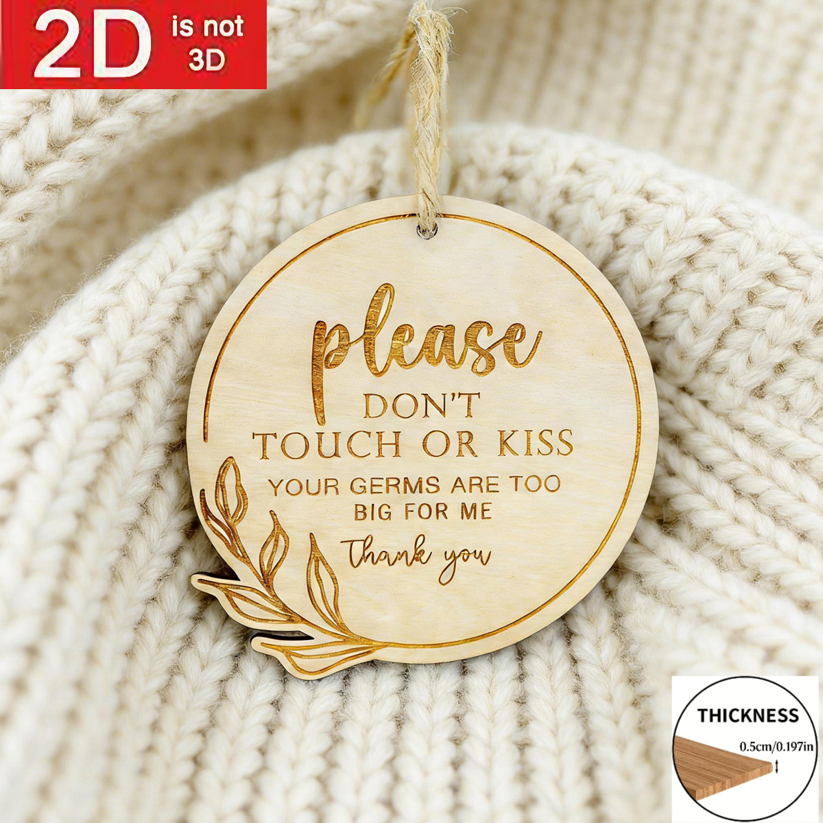TEMU 2d Flat Wooden Round Tag | Please Or Kiss The Baby Tag, Suitable For Baby Shower | Bohemian Style, Birthday Occasion