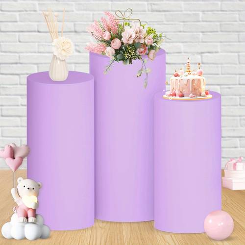 lot de 3 housses cylindriques en spandex pour piédestal de colonne, housses élastiques pour colonne pour fête, mariage, baby shower, anniversaire, décorations de table, packs de fête