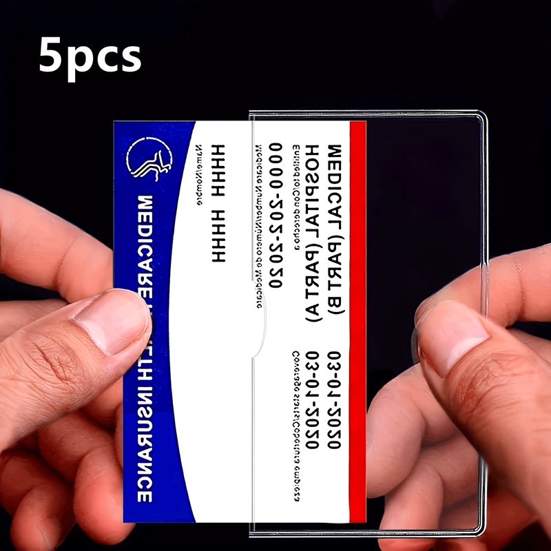 TEMU 5pcs Set Of Transparent Pvc Card Holders, Suitable For Social Security Cards, Insurance Cards, And Credit Cards, High Quality And Durable