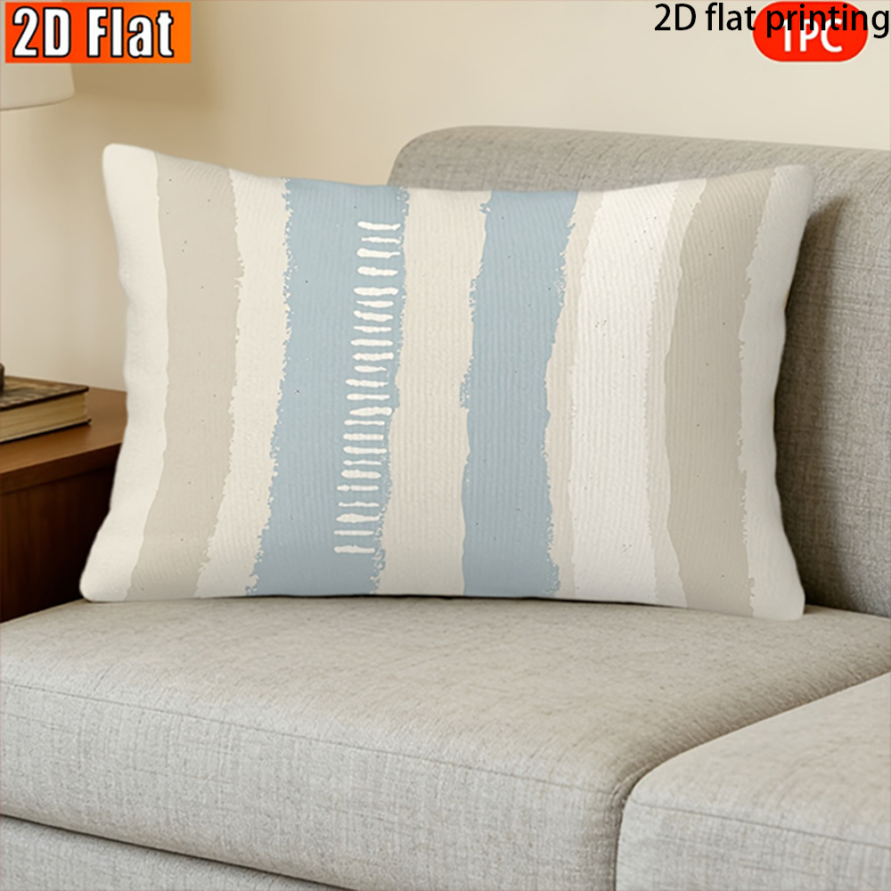 TEMU 2d Flat-1pc Nordic Minimalist Striped Pillowcase Cushion Cover Printed Pillowcase, Soft Bedroom And Living Room Sofa Home Decoration Bedding,