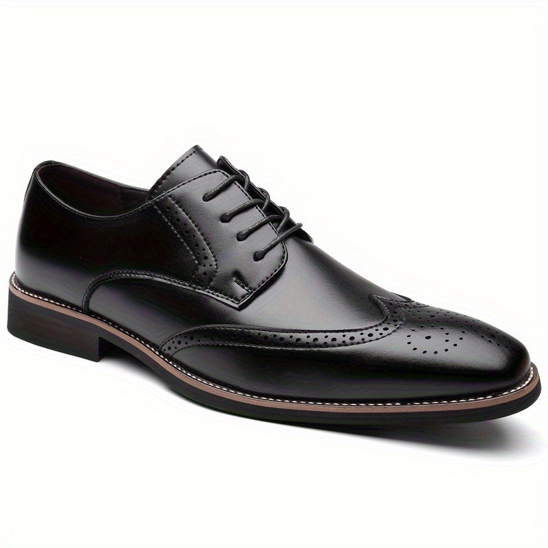 mens classic wingtip oxford dress shoes featuring elegant - Temu