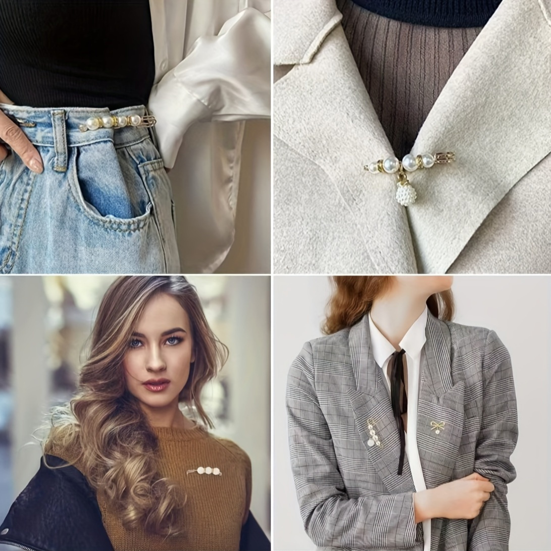 6 Elegant Pearl Brooch Waist Adjuster Suit-Mixed Color