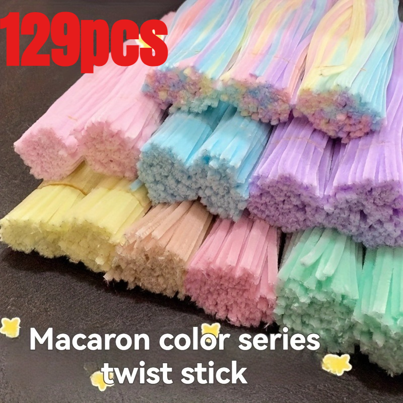 TEMU A Pack Contains 129 Assorted-color Macaron Twistable Crafting Sticks, Ideal For Hand-weaving Bouquets And Creative Diy Projects