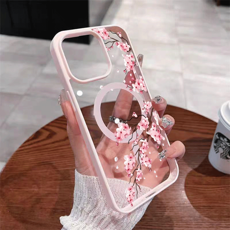 TEMU Phone Case - Pink Cherry Blossoms Flower Print Frosted Phone Case For Iphone 18 Pro Max 18 17 Pro 17 Air 16 15 14 Plus 13 12 11 Pro Max 17e 16e