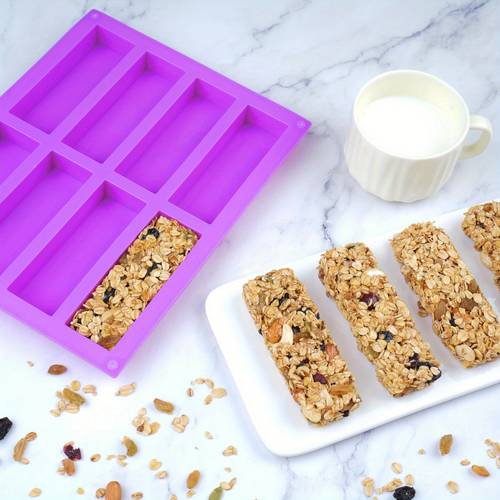 1pc 8-Cavity Silicone Granola Bar Molds, Rectangle Ice Cube Chocolate Mold for Baking Protein Energy Bar, Truffles, Brownies, Baking Tools
