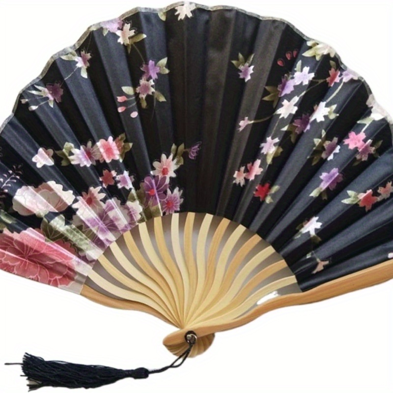 ZIOYA 6 Pieces Bamboo Hand Fan Folding Silk Fabric Women Chinese - Foto 2