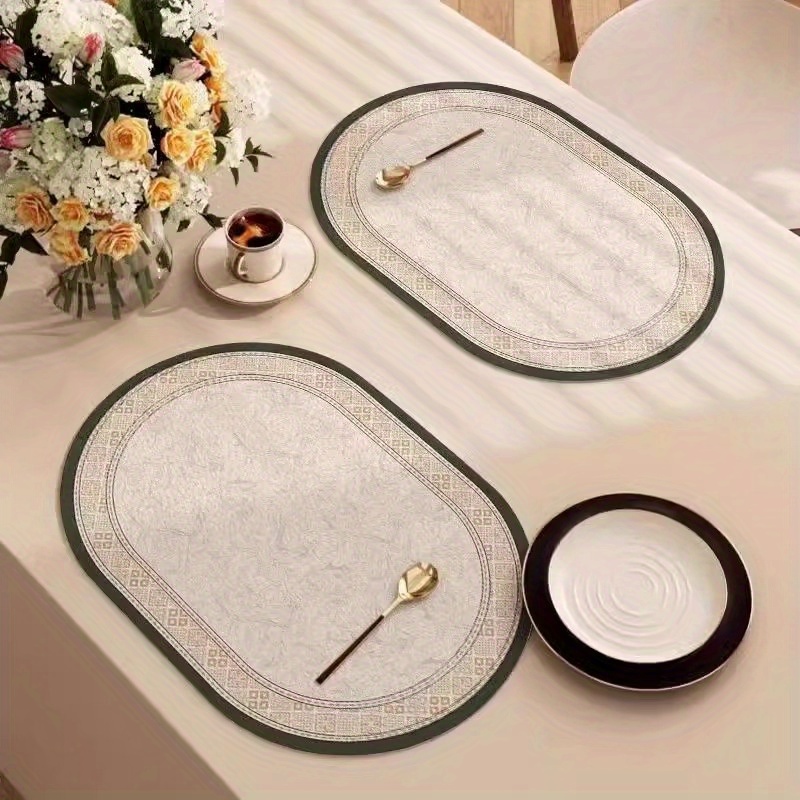 4pcs non slip   leather placemats heat insulation high quality and easy to clean western placemats suitable for kitchen restaurant   high quality table decoration Product details 1