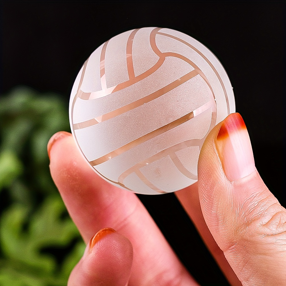 TEMU 1pc 40mm Clear Crystal Volleyball Paperweight - Contemporary Floor-standing Decorative Ornament, Sparkling Glass Gift For Sports Enthusiasts,