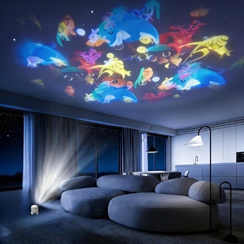 TEMU Dynamic Starry Ocean Projection Lamp, Featuring Dual Patterns Of Marine Animals And Snowflakes, 360Â° Free Rotation For Multi-angle Projection.