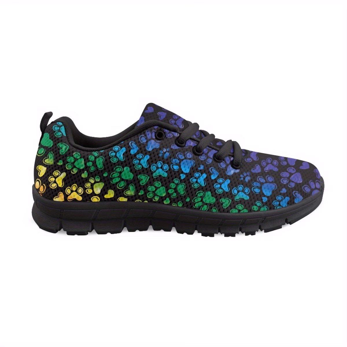 Customizable Colorful Dog Paw Print Sneakers - Unisex Lace-Up...