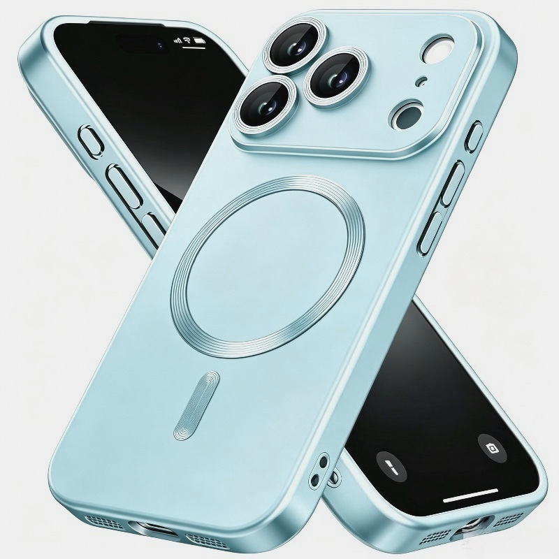 TEMU magnética para iPhone 17 Pro Max/17 Pro/17/16/15/14/13/12/11, con bisel amortiguador y cubierta para cámara, acabado metálico mate