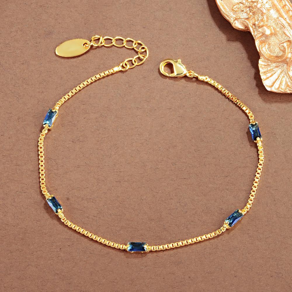 E-shop Individuelle trendige, königlich blaue synthetische Zirkonia-Kette, geeignet für den täglichen Damenstil, golden