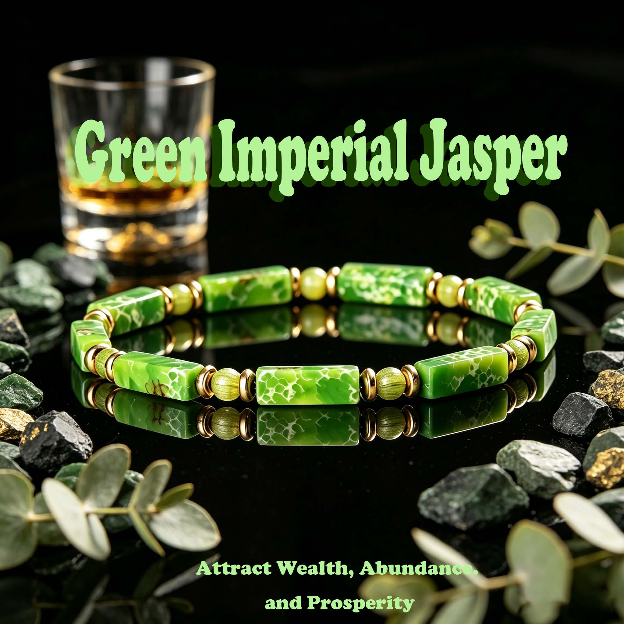 TEMU Green Imperial Jasper Rectangle Beaded Bracelet, Bracelet, Boho Daily Stackable Jewelry Gift For Men And Women