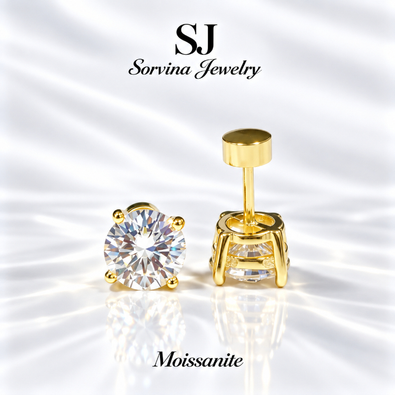 Unisex 925 Silver Moissanite Stud Earrings, Versatile Style