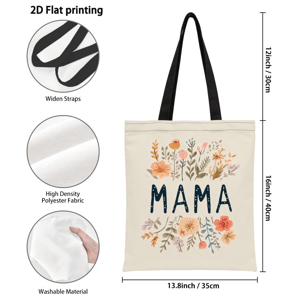E-shop 1 Stück Muttertag Tragetasche mit Blumenmuster - Modische, wiederverwendbare Einkaufstaschen mit bequemen Schultergurten, für Reisen, Strand,