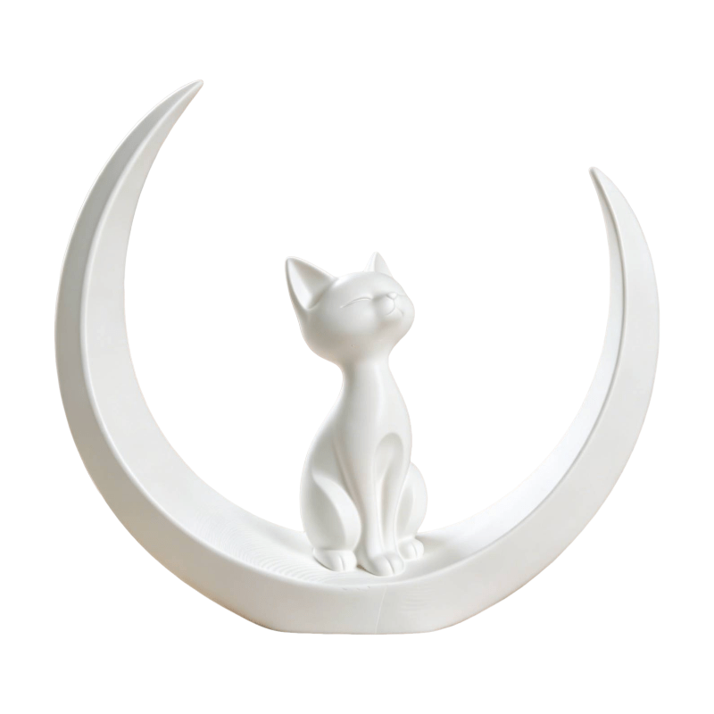 Elegant Moon Cat Statue Decoration, Warm Minimalist Art Sculpture, Desk Decor, Wine Cabinet Decor, Bedroom And Bedside Decoration, Perfect Gift For Her And Cat Lovers