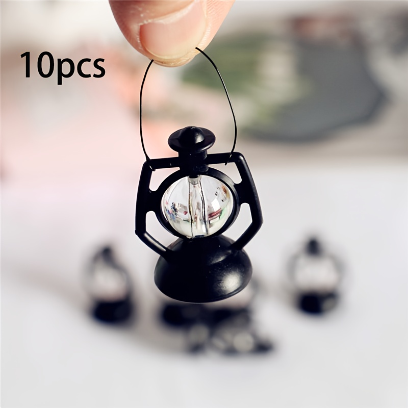 Image of 10pcs Miniature Food Play Scene Model Dollhouse Additions Mini Retro Simulation Small Kerosene Lamp Holiday Ornament Decoration