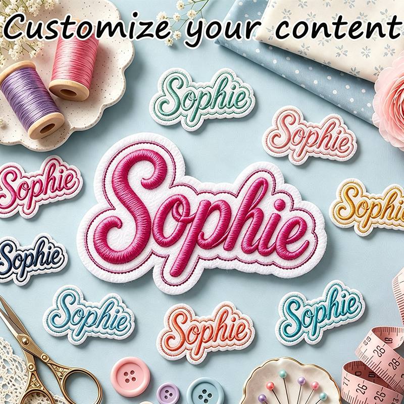 TEMU Custom Embroidered Name Tags, Heat-& Sew-on Letter Badges, Personalized Names, Initials& Abbreviation Customization, High-grade Fade-resistant