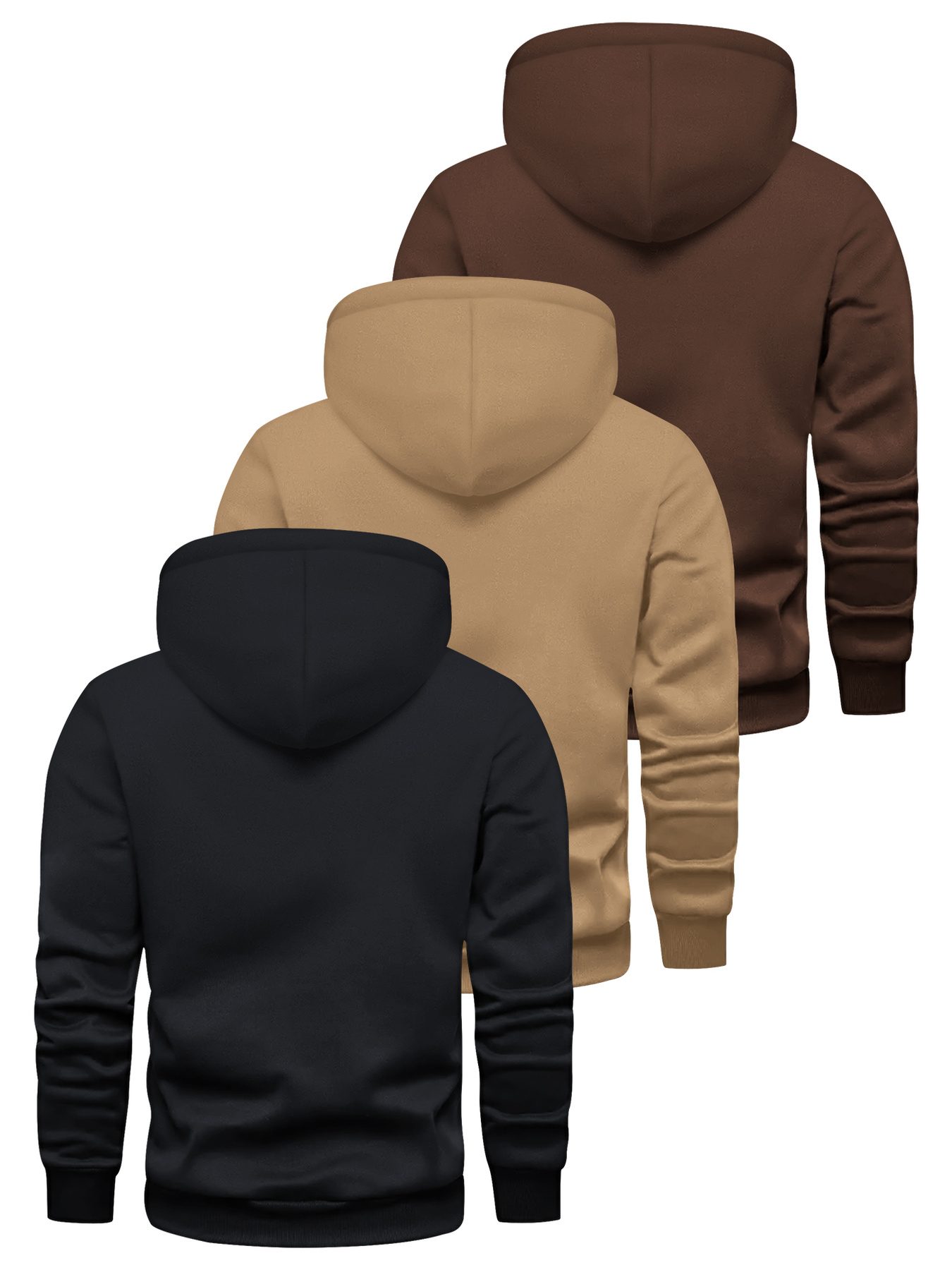 Men's 3pcs Hooded Sweatshirt Set, Long Sleeve Pullover with Kangaroo Pocket and Drawstring Hood, Graphic Print Streetwear for Gym, Jogging, Outdoor Activities, Machine Washable Casual Autumn/Winter Sportswear, Ideal for Daily Wear and Outdoor Use