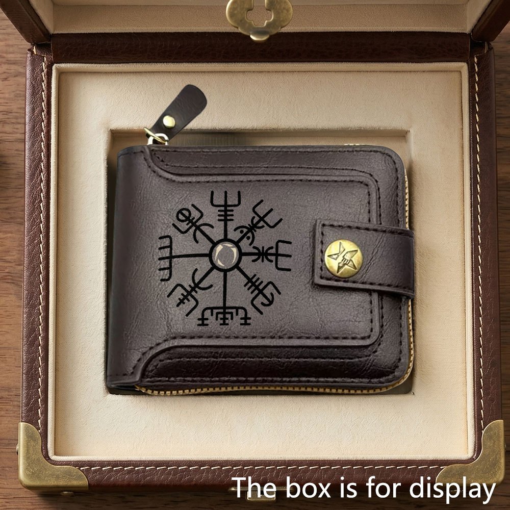 TEMU Men's Luxurious Viking Compass Business Wallet, Unisex Id Holder, Men's Ticket Case And Document Bag, Men's Card Holder, Suitable For Daily And