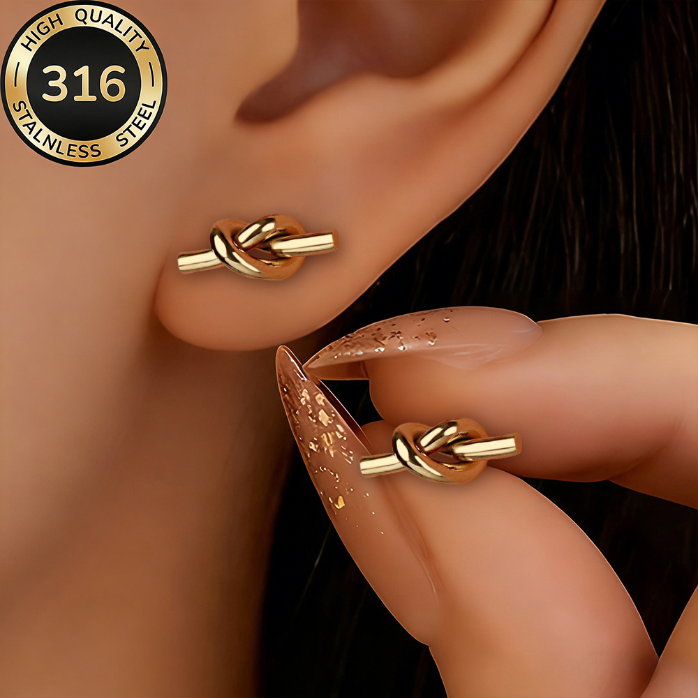 E-shop Hochwertige goldene Edelstahl Ohrringe, hypoallergen, farbecht, einfach und elegant, geeignet für den oder modische Partys, Damen Schmuck, ein