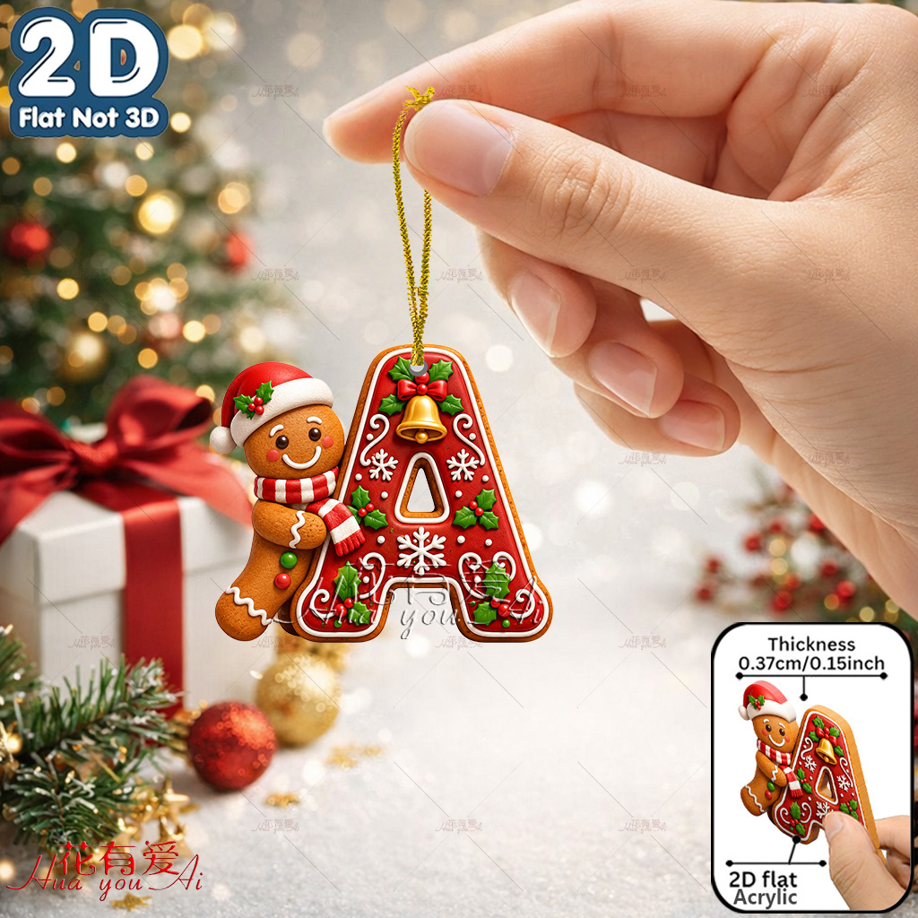 TEMU 2d Flat, Two-dimensional Flat Acrylic Ornament, Christmas, Gingerbread For Man, Snowflake, New Year, Design, Novelty Decoration, Holiday Decor,