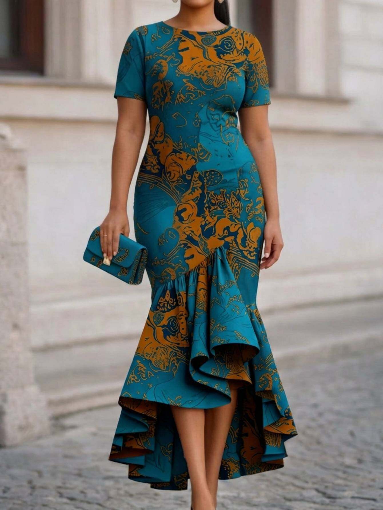 twist knot midi dress Short Sleeve Midi Dress with Twist Knot from Tribal S