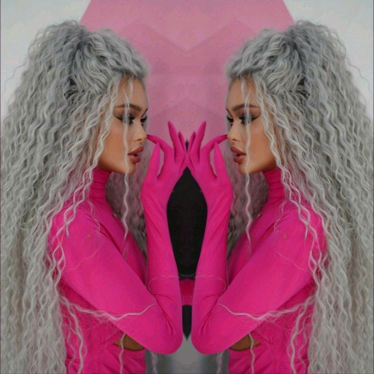 TEMU Grey Long Curly Synthetic Lace Front Wigs For Women Gray Wigs For Women Free Part Pre Hairline Lace Front Synthetic Cosplay Wigs Glueless Daily Wear Costume Wig Wig