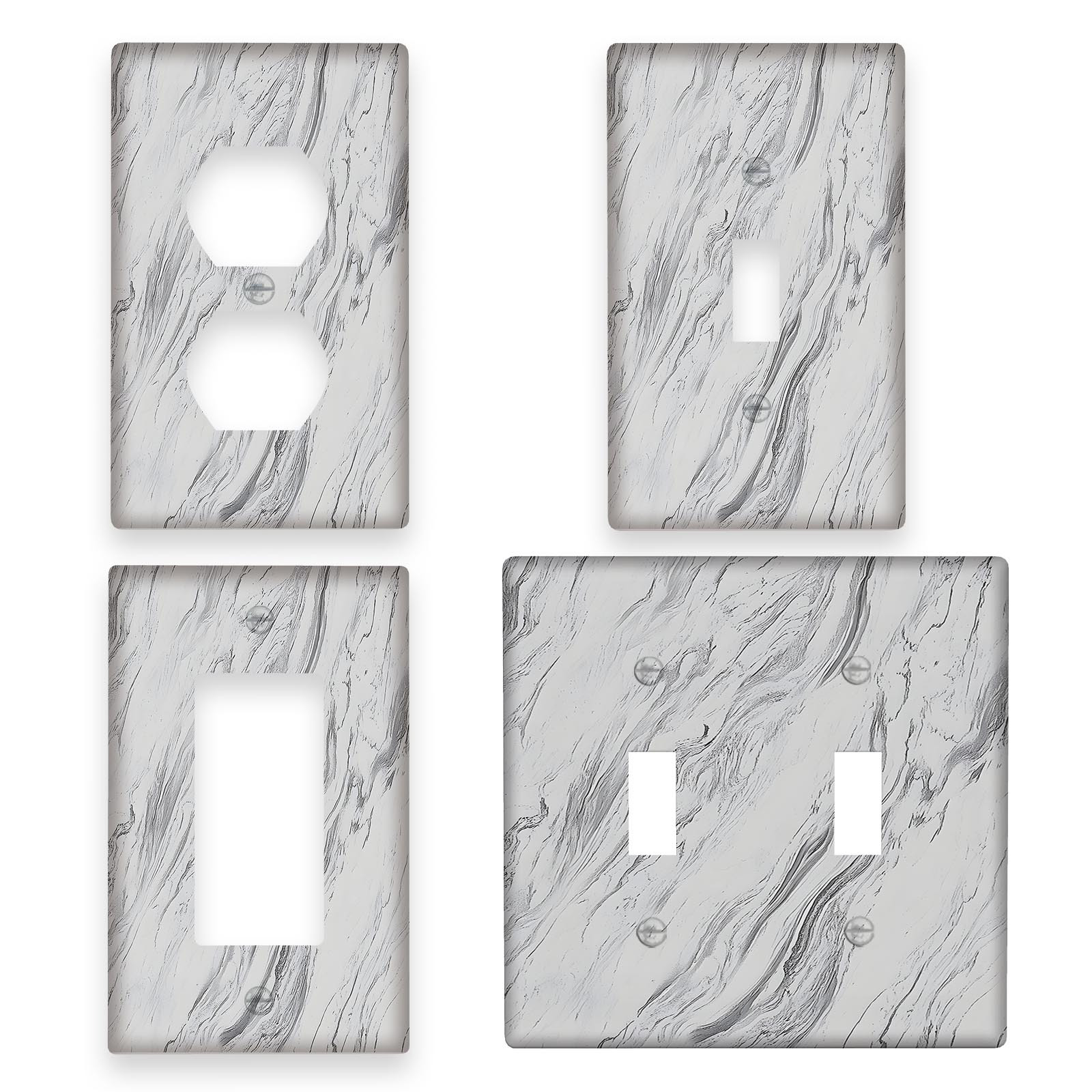 

1pc Art Reusable Gray Light Switch Plate Cover, Decorative For Room Bathroom Home Decor, 1gang/2gang Outlet Cover