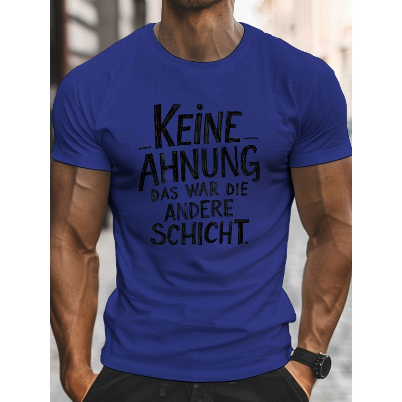 

Men's Casual Crew Neck T-shirt - "" Print, Short Sleeve, Lightweight Polyester Top For Summer, Machine Washable