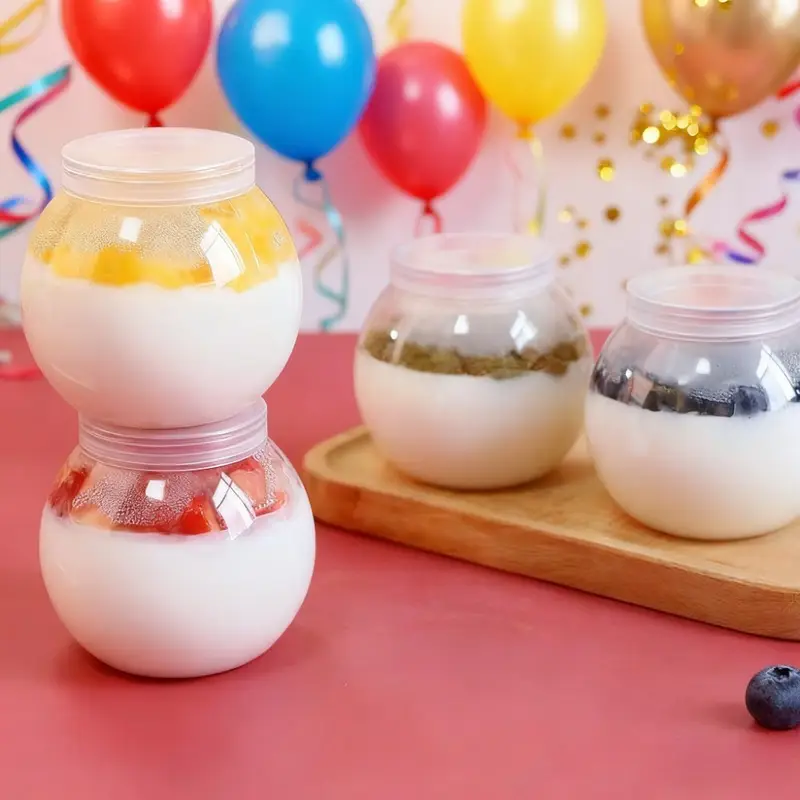 14 Stück Mini Plastik-Dessertbecher mit Deckel – Transparente Pudding-Schalen * für Joghurt, Mini-Kuchen, Party-Desserttisch-Dekoration – Ideal für Geburtstage, Hochzeiten, Babypartys – Vielseitiges