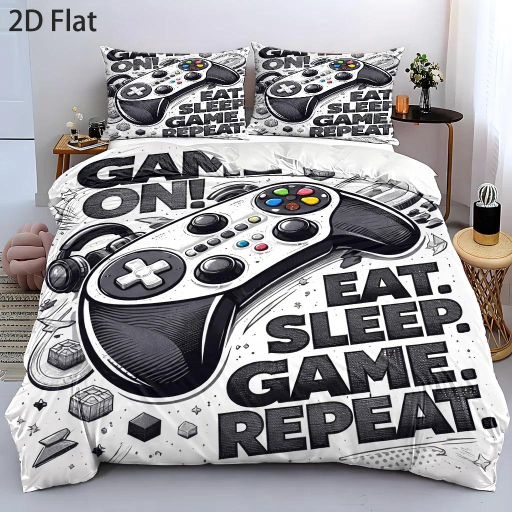 TEMU 3pcs Duvet Cover Set, 1 Duvet Cover   2 Pillowcases, No Filler, 2d Flat Printing, Game Controller Theme, Cartoon Style, Gaming Festival, Machine