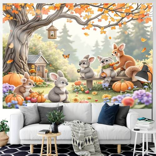 1pc popular festive party wall banner fall animals 100 polyester 39x59in 51x59in 70 8x90 5in indoor celebrations studio photography festive celebrations party decorations fall theme seasonal decor reusable dur