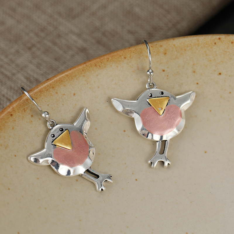 Cute Multi-Colored Bird Pendant Earrings, Creative Accessories